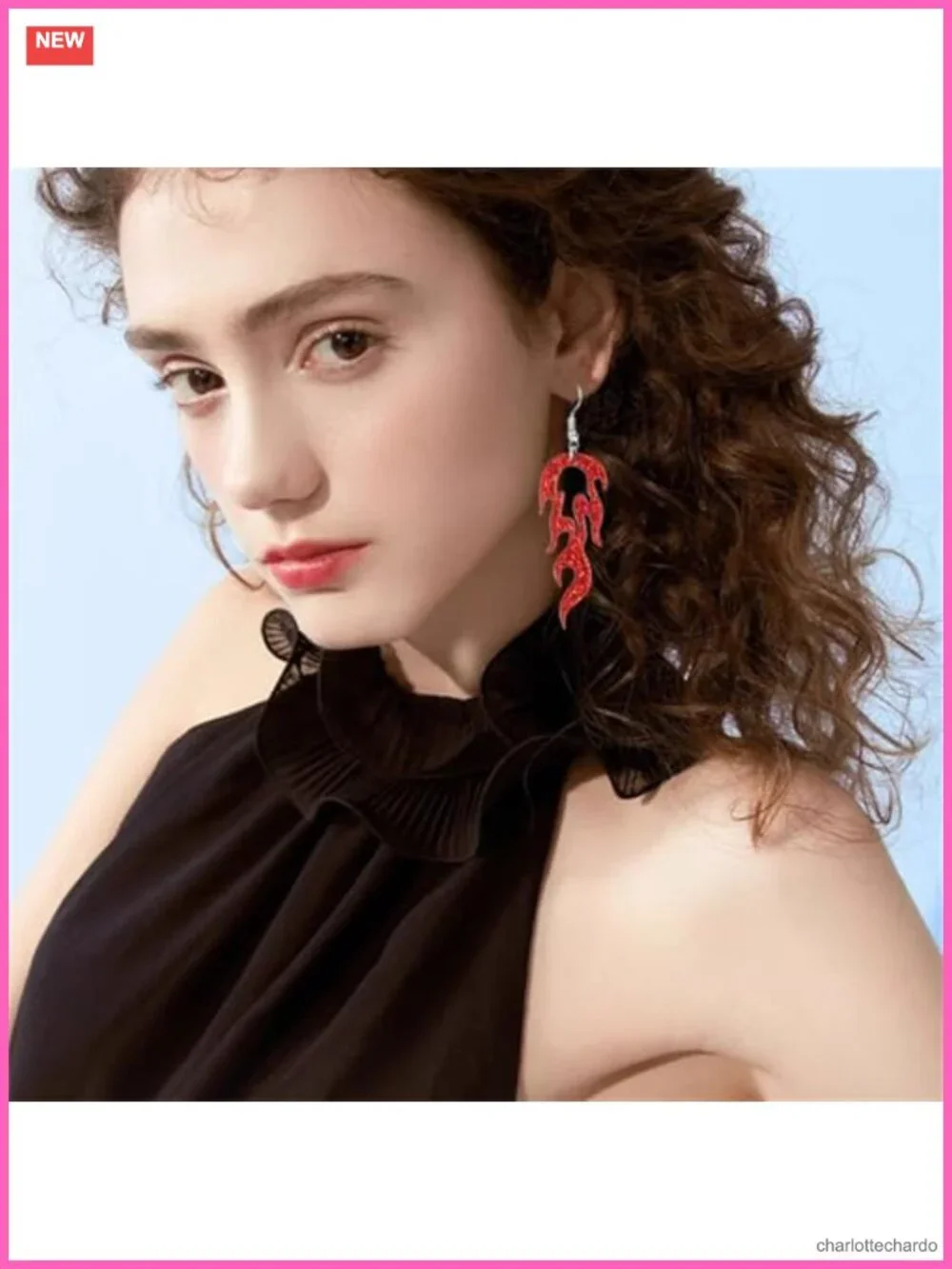 Flame Fire Geometric Drop Dangle Earrings Gothic Cosplay Halloween Jewelry